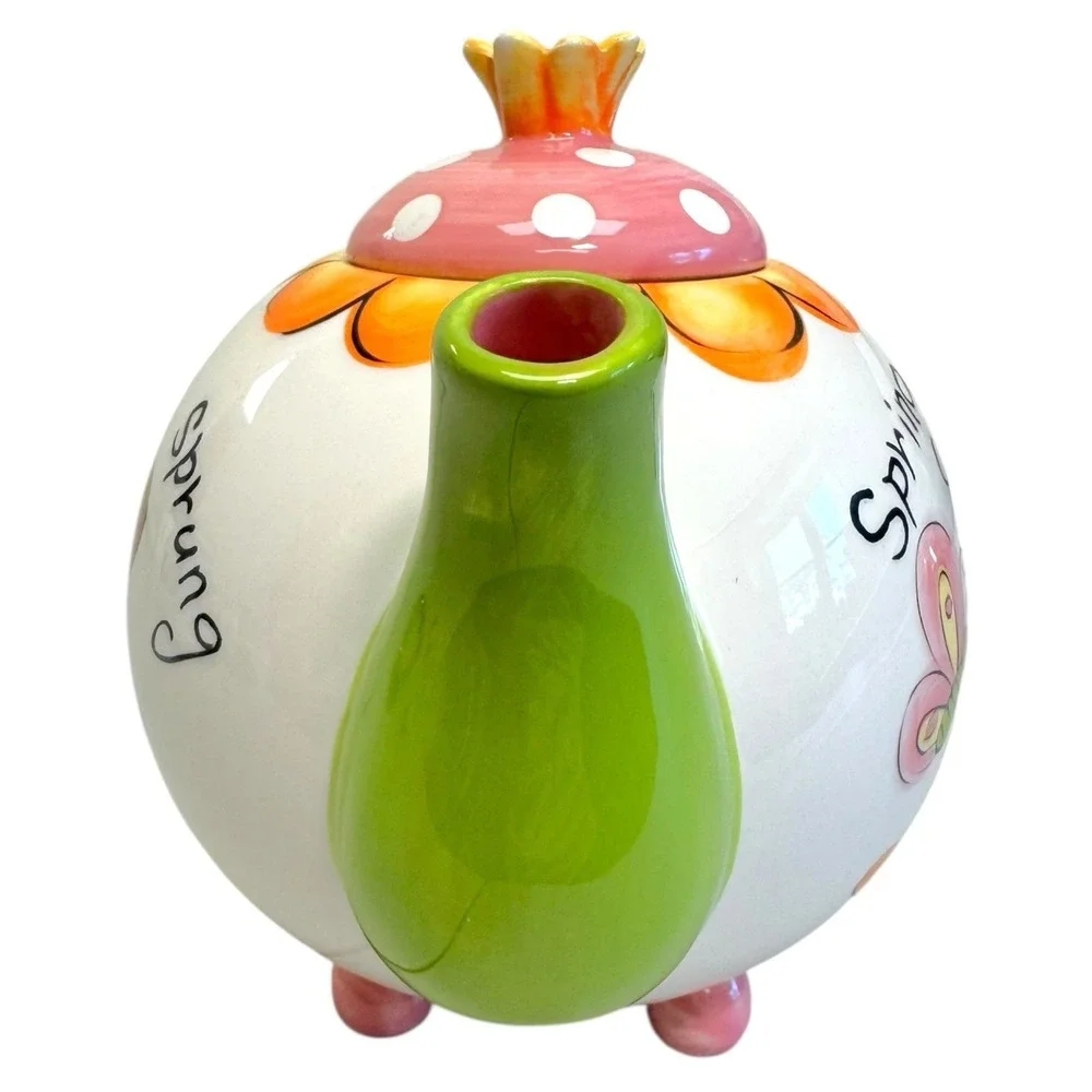 Cracker Barrel Ceramic Teapot Spring Had Sprung Bunny Dishwasher Safe Collectors